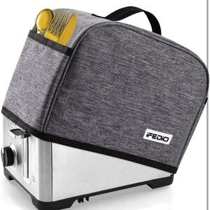 iFedio 2 Slice Toaster Cover with Two Pockets for Storing knife, Black